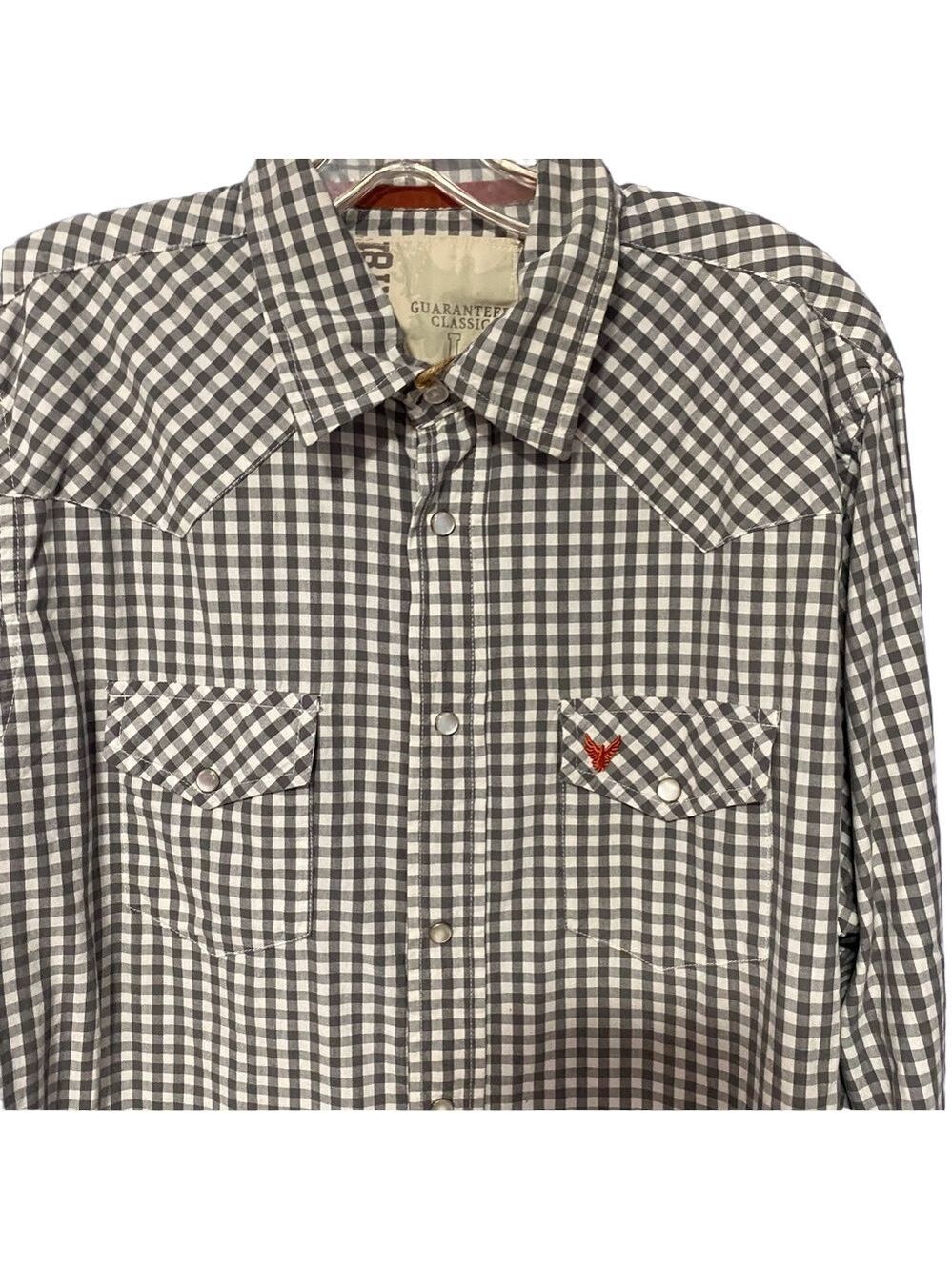 Company81 Gray & White Checkered Western Shirt Large NWT Snap Pearl Buttons